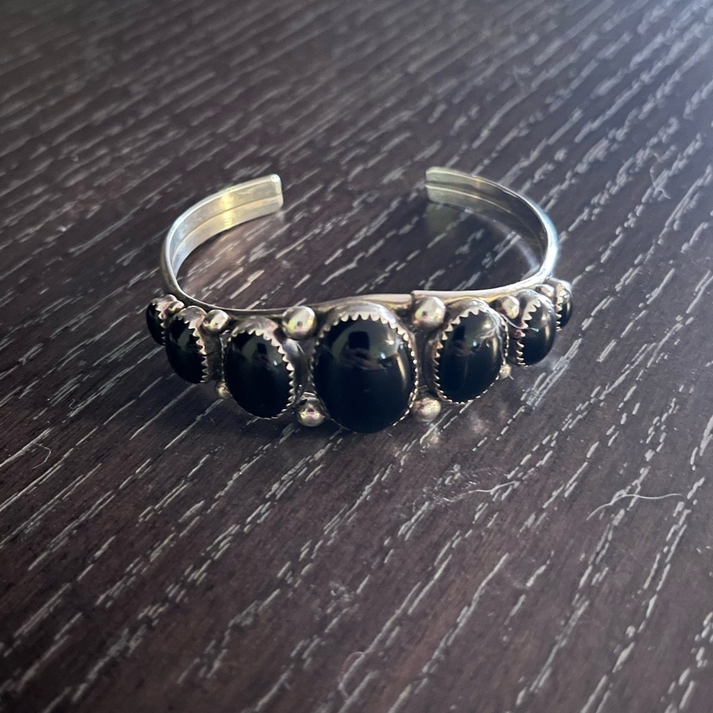 MKM Sterling Navajo black onyx cuff bracelet